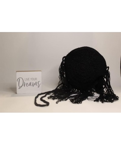 Chic Handmade Round Crossbody Crochet Purse: Elevate Your Style with This Exquisite Artisan-Crafted Fashion Accessory Black $...