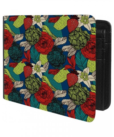 Unique Desige Pattern - Strawberry and roses in vintage colours, Slim Front Pocket Wallet Billfold RFID Blocking $10.63 Wallets