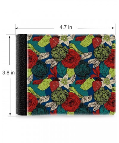 Unique Desige Pattern - Strawberry and roses in vintage colours, Slim Front Pocket Wallet Billfold RFID Blocking $10.63 Wallets