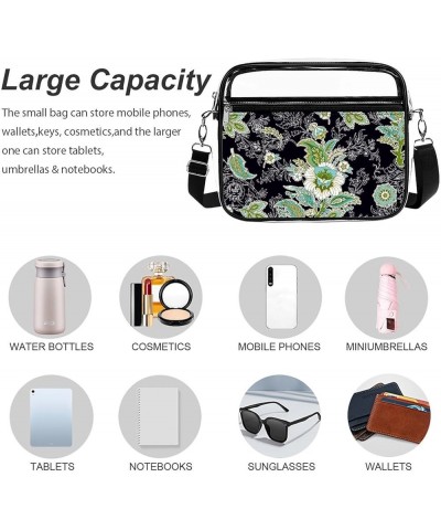 Floral-pattern Clear Crossbody Shoulder Purse Bag for Men Women, Stadium Clear Messenger Bag Style-1 $14.74 Crossbody Bags