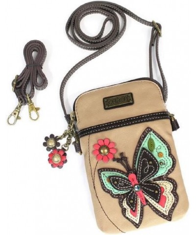 Cell Phone Crossbody Purse-Women PU Leather/Canvas Multicolor Handbag with Adjustable Strap New Butterfly - Ivory $24.03 Wris...