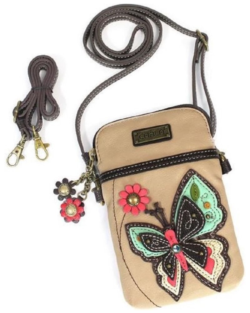 Cell Phone Crossbody Purse-Women PU Leather/Canvas Multicolor Handbag with Adjustable Strap New Butterfly - Ivory $24.03 Wris...