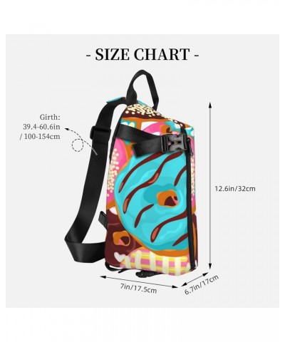 Crossbody Sling Backpack Donut-Pink-Chocolate-Blue-Mint Travel Hiking Chest Daypack One Strap Shoulder Bag $16.53 Crossbody Bags