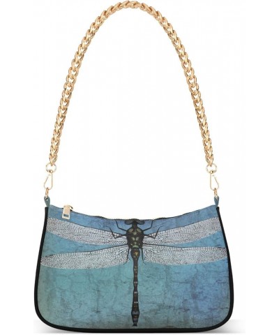 Navy Blue Women Shoulder Bag Clutch Shoulder Tote HandBag Dragonfly Blue $11.00 Hobo Bags