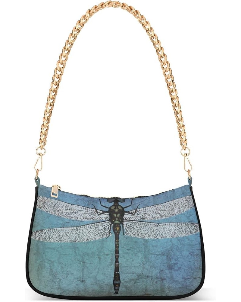 Navy Blue Women Shoulder Bag Clutch Shoulder Tote HandBag Dragonfly Blue $11.00 Hobo Bags