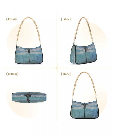 Navy Blue Women Shoulder Bag Clutch Shoulder Tote HandBag Dragonfly Blue $11.00 Hobo Bags