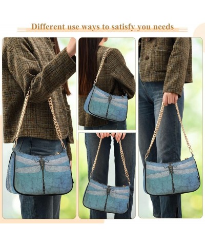 Navy Blue Women Shoulder Bag Clutch Shoulder Tote HandBag Dragonfly Blue $11.00 Hobo Bags