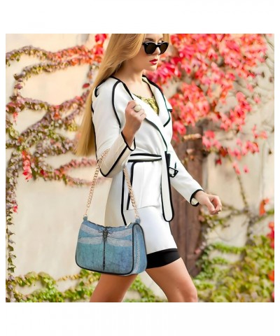 Navy Blue Women Shoulder Bag Clutch Shoulder Tote HandBag Dragonfly Blue $11.00 Hobo Bags