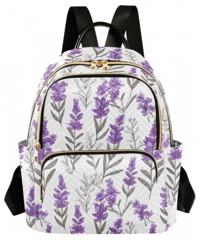 Purple Lavender Flowers Fashion Backpack Purse for Women, Casual Daypacks, Ladies Gift for Traveling Hiking Multicolor Medium...