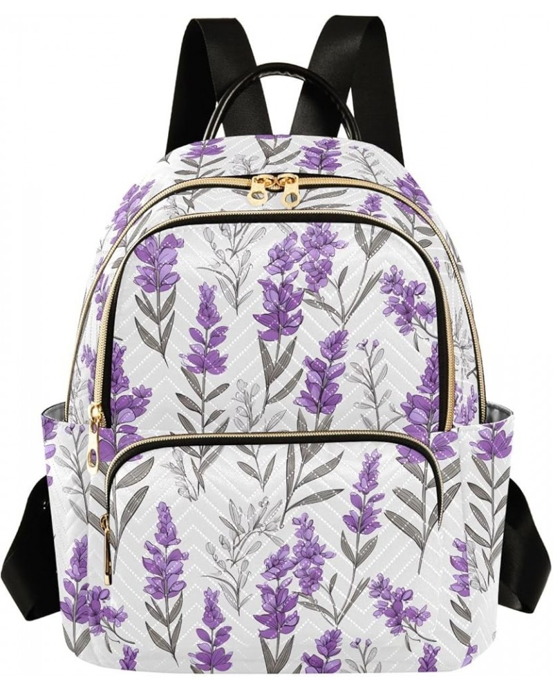 Purple Lavender Flowers Fashion Backpack Purse for Women, Casual Daypacks, Ladies Gift for Traveling Hiking Multicolor Medium...