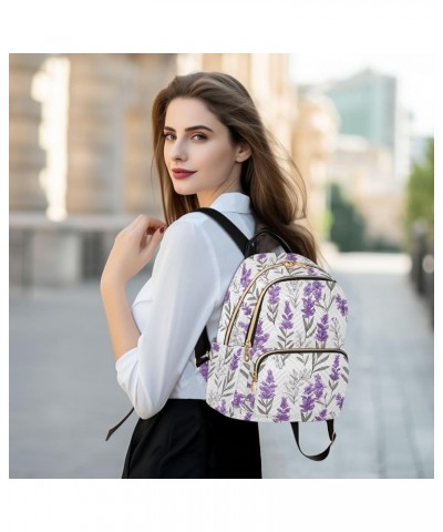 Purple Lavender Flowers Fashion Backpack Purse for Women, Casual Daypacks, Ladies Gift for Traveling Hiking Multicolor Medium...