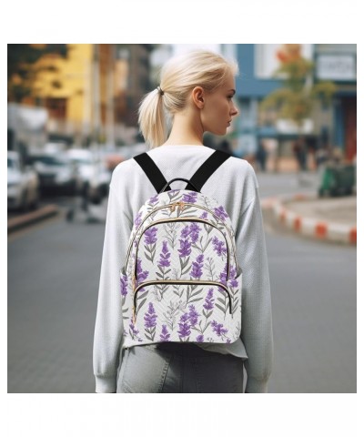 Purple Lavender Flowers Fashion Backpack Purse for Women, Casual Daypacks, Ladies Gift for Traveling Hiking Multicolor Medium...