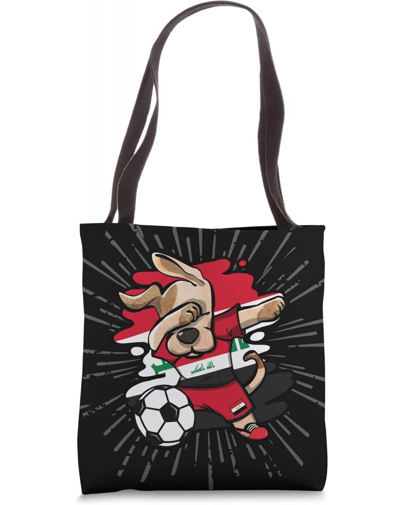 Dabbing Dog Iraq Soccer Fans Jersey Iraqi Football Lovers Tote Bag $13.45 Totes