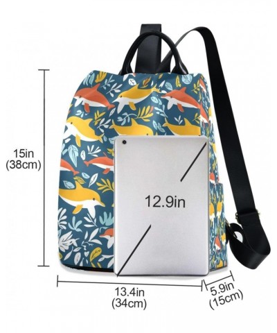 Leaf and Whale Women Purse Backpack Anti-Theft for Fashion Bag Travel Back Pack Rucksack Shoulder Bag $23.93 Backpacks