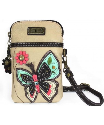 Cell Phone Crossbody Purse-Women PU Leather/Canvas Multicolor Handbag with Adjustable Strap New Butterfly - Ivory $24.03 Wris...