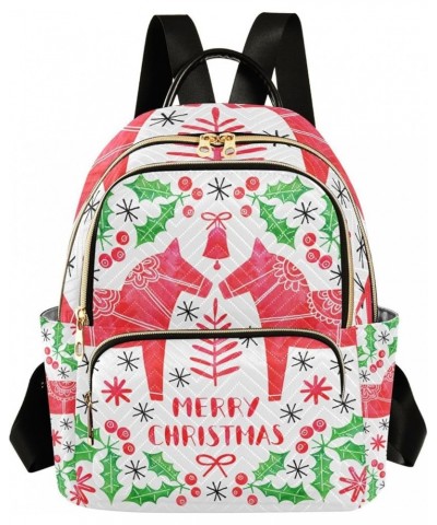 Christmas Women Backpack Xmas Dala Horse Anti-Theft Travel Backpack with Luggage Belt Durable Lightweight Handbag Lady Purse ...