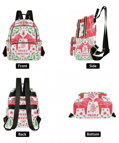 Christmas Women Backpack Xmas Dala Horse Anti-Theft Travel Backpack with Luggage Belt Durable Lightweight Handbag Lady Purse ...