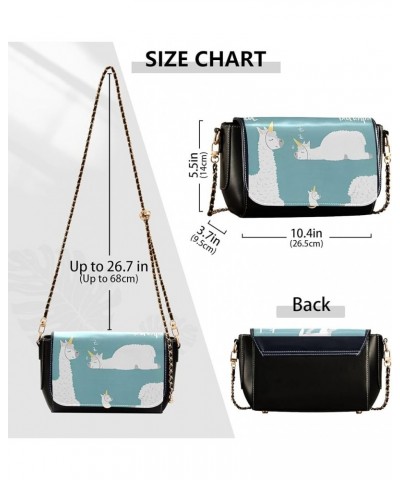 Llama Alpaca Cactus Cute Shoulder Leather Bags Black Women Crossbody Bag Purses Phone Handbags with Chain Strap Cute Cartoon ...