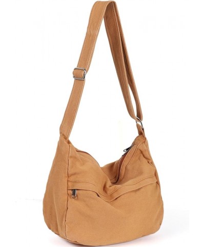 Canvas Crossbody Bag for Women Men, Large Shoulder Tote Bag Work Handbag Casual Hobo Bags Brown $12.99 Totes