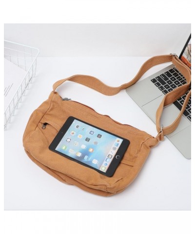 Canvas Crossbody Bag for Women Men, Large Shoulder Tote Bag Work Handbag Casual Hobo Bags Brown $12.99 Totes