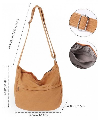 Canvas Crossbody Bag for Women Men, Large Shoulder Tote Bag Work Handbag Casual Hobo Bags Brown $12.99 Totes