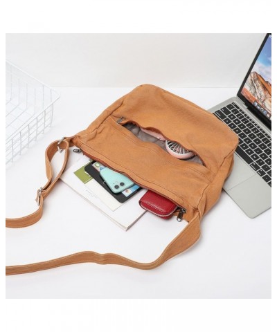 Canvas Crossbody Bag for Women Men, Large Shoulder Tote Bag Work Handbag Casual Hobo Bags Brown $12.99 Totes