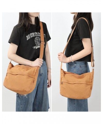 Canvas Crossbody Bag for Women Men, Large Shoulder Tote Bag Work Handbag Casual Hobo Bags Brown $12.99 Totes