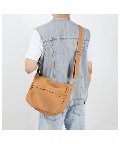 Canvas Crossbody Bag for Women Men, Large Shoulder Tote Bag Work Handbag Casual Hobo Bags Brown $12.99 Totes