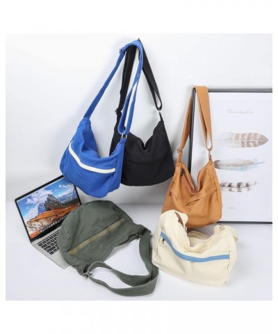 Canvas Crossbody Bag for Women Men, Large Shoulder Tote Bag Work Handbag Casual Hobo Bags Brown $12.99 Totes