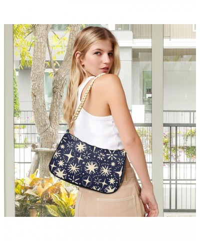 Women Chain Shoulder Purse Bag With Zipper Sketch Stars Print, Hand Drawn Hobo Tote Clutch Handbags with Chain Strap $17.97 T...