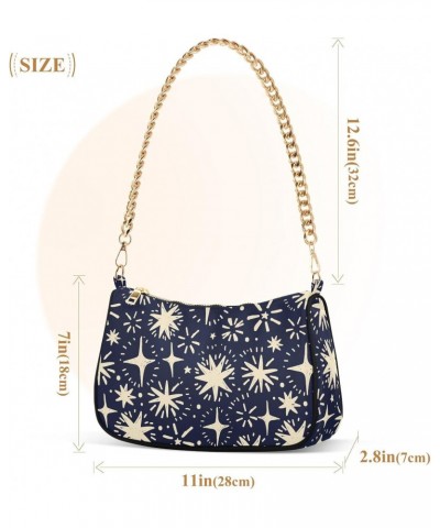 Women Chain Shoulder Purse Bag With Zipper Sketch Stars Print, Hand Drawn Hobo Tote Clutch Handbags with Chain Strap $17.97 T...