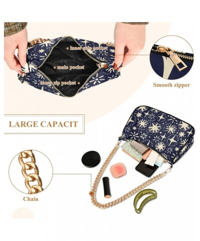 Women Chain Shoulder Purse Bag With Zipper Sketch Stars Print, Hand Drawn Hobo Tote Clutch Handbags with Chain Strap $17.97 T...