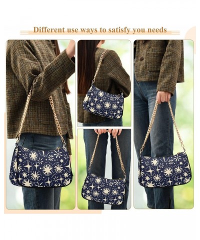 Women Chain Shoulder Purse Bag With Zipper Sketch Stars Print, Hand Drawn Hobo Tote Clutch Handbags with Chain Strap $17.97 T...