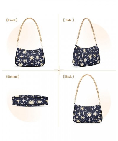 Women Chain Shoulder Purse Bag With Zipper Sketch Stars Print, Hand Drawn Hobo Tote Clutch Handbags with Chain Strap $17.97 T...