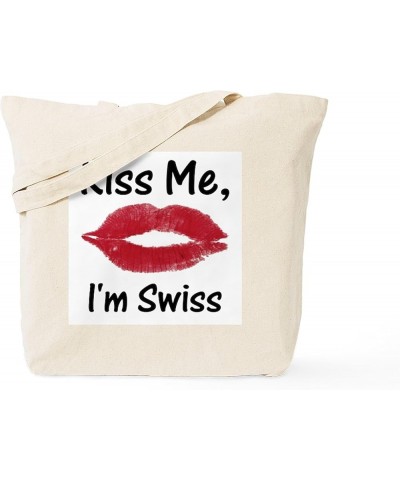 Swiss American Tote Bag Natural Canvas Tote Bag, Reusable Shopping Bag Kiss Me, I'm Swiss Tote Bag Medium $10.28 Others