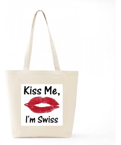 Swiss American Tote Bag Natural Canvas Tote Bag, Reusable Shopping Bag Kiss Me, I'm Swiss Tote Bag Medium $10.28 Others