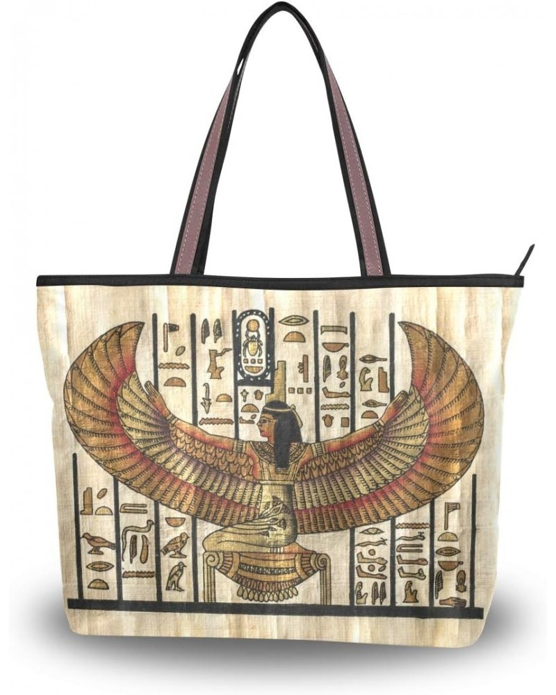 QMXO Ancient Egyptian Parchment Texture Handbags and Purse for Women Tote Bag Large Capacity Top Handle Shopper Shoulder Bag ...