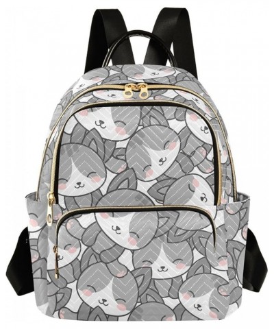 Gray Cats Backpack Purse for Women Fashion Ladies Shoulder Bags Travel Bag with Double Zipper Weekend Bag,S Medium $17.35 Bac...