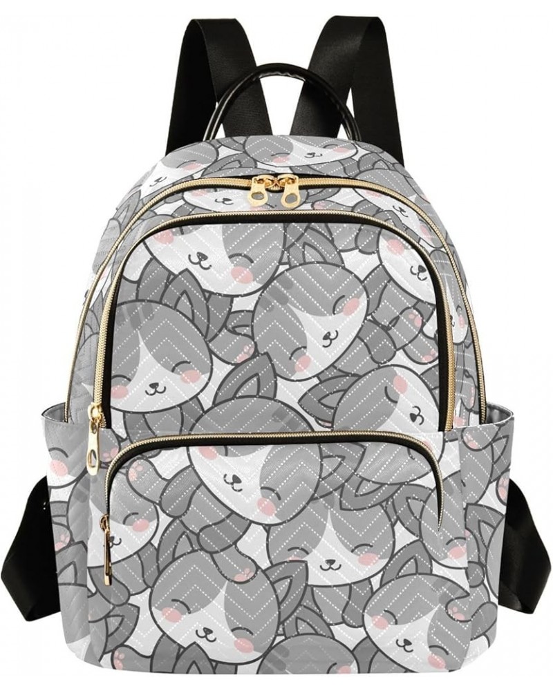 Gray Cats Backpack Purse for Women Fashion Ladies Shoulder Bags Travel Bag with Double Zipper Weekend Bag,S Medium $17.35 Bac...