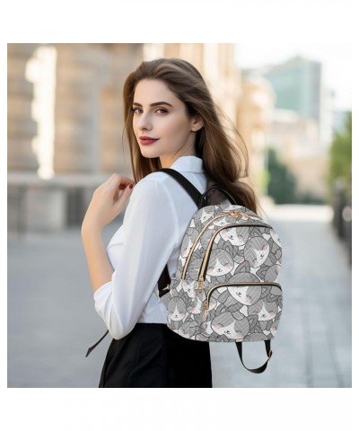 Gray Cats Backpack Purse for Women Fashion Ladies Shoulder Bags Travel Bag with Double Zipper Weekend Bag,S Medium $17.35 Bac...