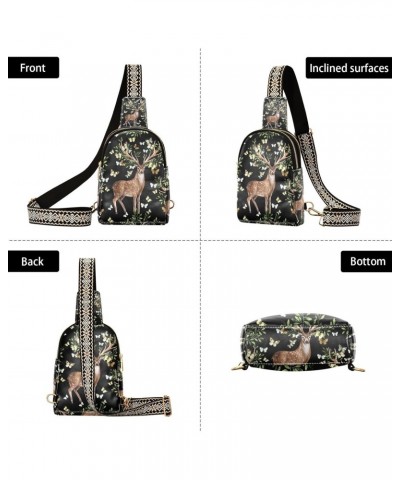 Deers Sling Bag for Women Leather Crossbody Bags Crossbody Bag Satchel Bags with Adjustable Strap for Girls $17.04 Satchels