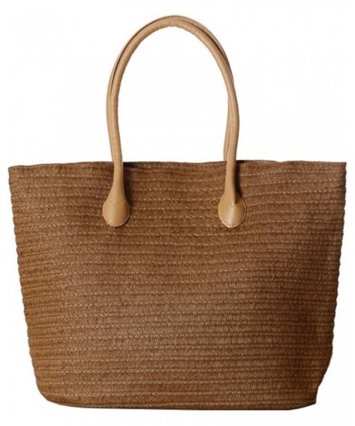 Women Straw Bags, Woven Tote Bag Large Capacity Summer Beach Bag Handbag Shoulder Bag with Zipper (Color : Yellow) Brown $42....