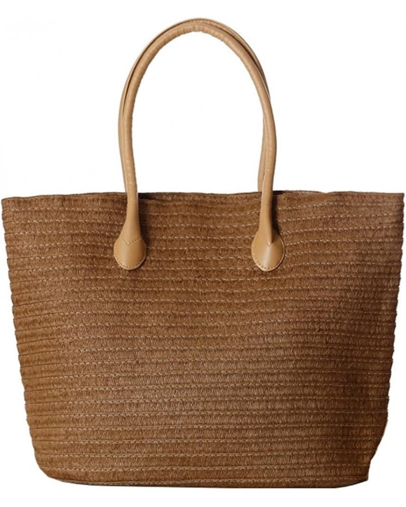 Women Straw Bags, Woven Tote Bag Large Capacity Summer Beach Bag Handbag Shoulder Bag with Zipper (Color : Yellow) Brown $42....