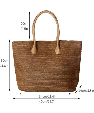 Women Straw Bags, Woven Tote Bag Large Capacity Summer Beach Bag Handbag Shoulder Bag with Zipper (Color : Yellow) Brown $42....