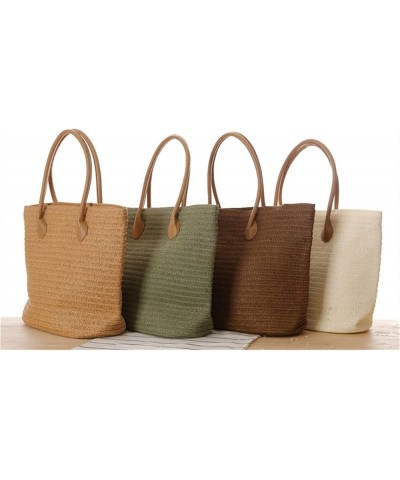 Women Straw Bags, Woven Tote Bag Large Capacity Summer Beach Bag Handbag Shoulder Bag with Zipper (Color : Yellow) Brown $42....