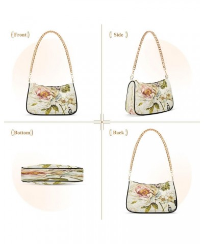 Oil Painting Leaf Rose Floral Women's Handbags Tote Crossbody Bag Purse Ladies Shoulder Bag Hobo Handbag $12.90 Totes