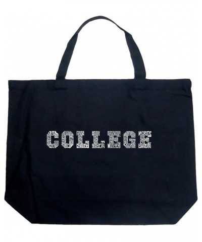 Word Art Large Tote Bag - Popular College Drinking Games Black Black $11.01 Totes