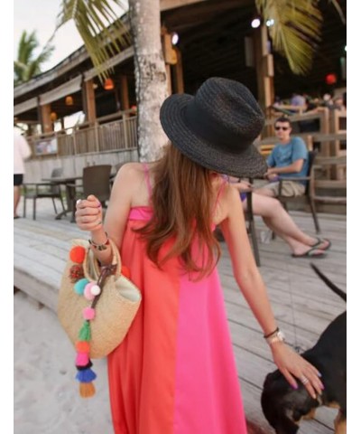 Womens Summer Handwoven Large Straw Beach Tote Bag Hobo Bags With Pom Poms C $26.19 Hobo Bags