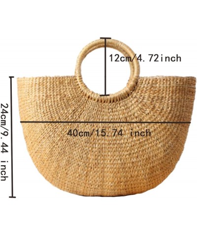 Womens Summer Handwoven Large Straw Beach Tote Bag Hobo Bags With Pom Poms C $26.19 Hobo Bags