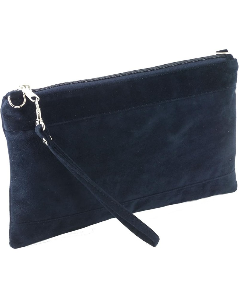 Womens Divine Faux Suede Clutch/Shoulder/Crossbody/Wristlet Bag Size Large Navy $30.08 Clutches